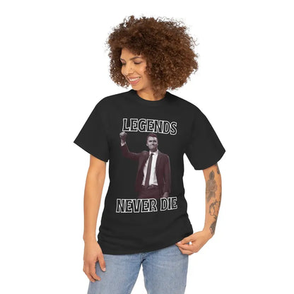 "Legends Never Die" Charlie Kirk Unisex Heavy Cotton Tee – Political Quote Shirt
