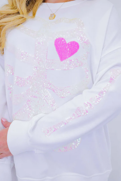 Women's Halloween Sequin Skeleton Crewneck Sweatshirt