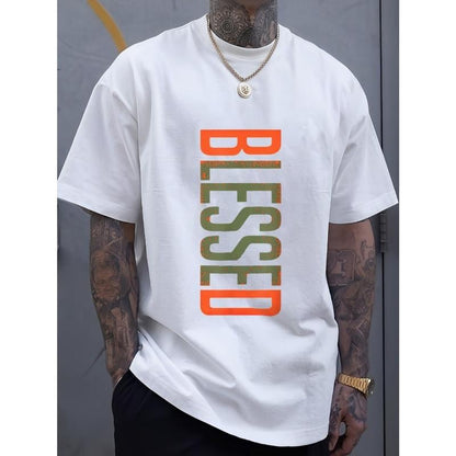 Men's Plus Size Geometric Crew Neck T-Shirt – Casual Short Sleeve Tee
