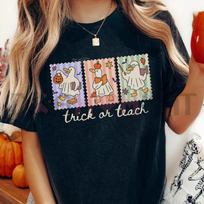 Funny Teacher Goose Halloween Comfort Colors® T-Shirt - Cute Ghost Elementary Teacher Tee