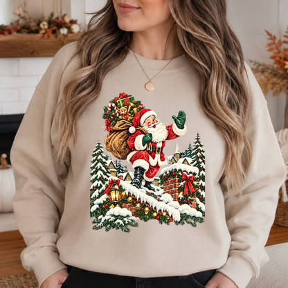 Festive Friction Crewneck – Vintage 90s Retro Santa Christmas Graphic Sweatshirt