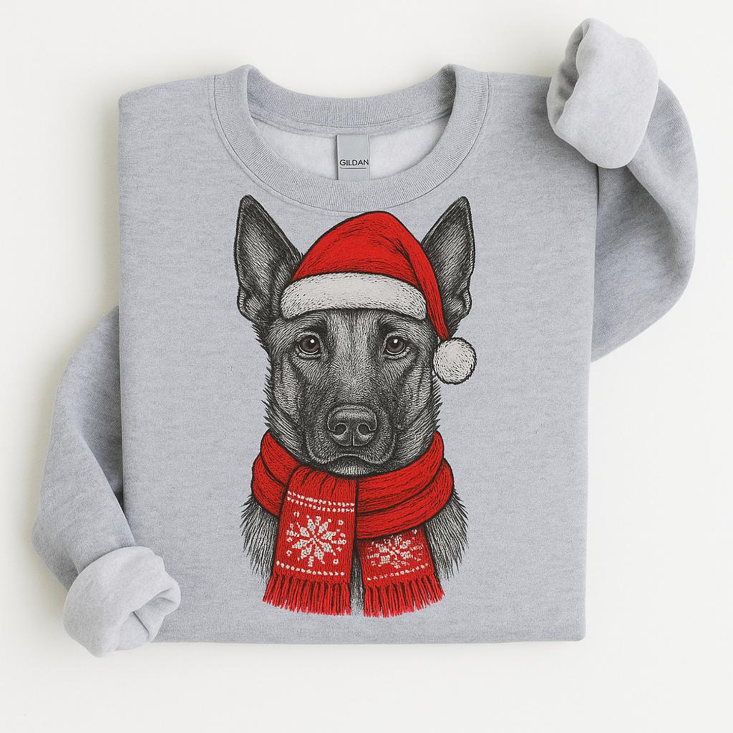 Ugly Christmas Style Santa Paws Dog Crewneck Sweater – Unisex Sport Grey Festive Pet Pullover