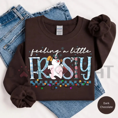 Feeling A Little Frosty Cute Snowman Christmas Fleece Sweatshirt