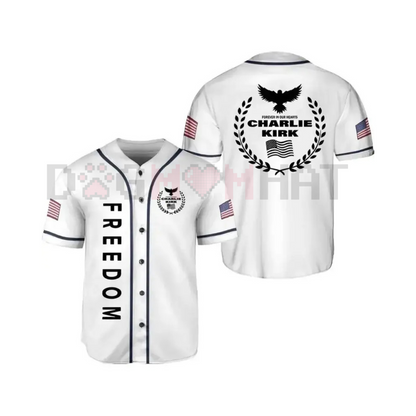 "Freedom" Black & White Baseball Jersey – Unisex 90s Vintage Sportswear, Casual Street Style Top