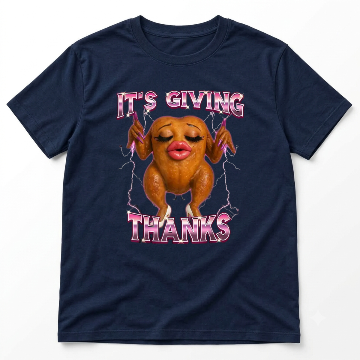 Festive Friction Tee – Fit Turkey Meme "It's Giving Thanks" Thanksgiving Graphic T-Shirt