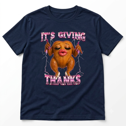Festive Friction Tee – Fit Turkey Meme "It's Giving Thanks" Thanksgiving Graphic T-Shirt