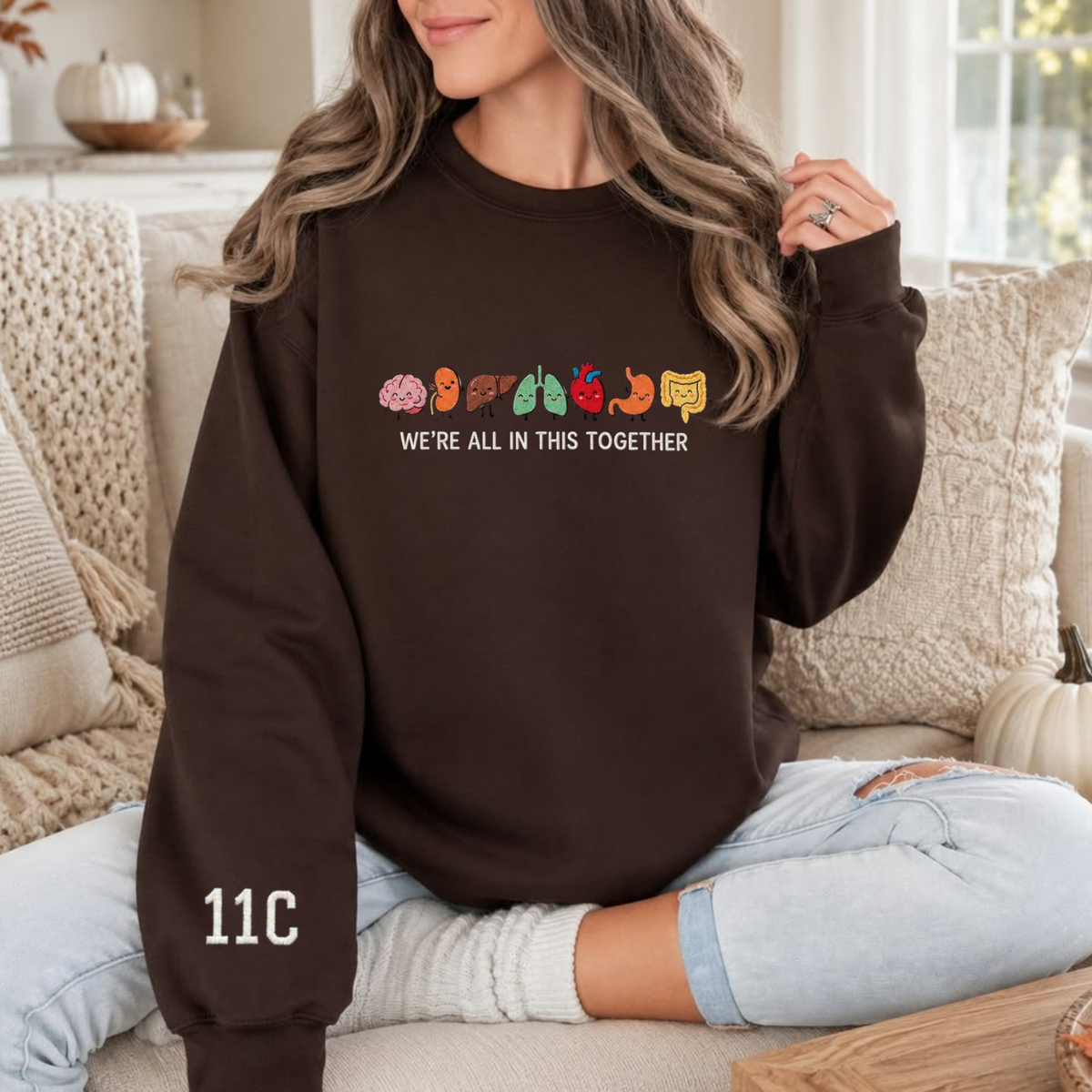 Parke Horizon – Funny Anatomy Embroidered Sweatshirt | Cute Body Organs Medical Humor Crewneck