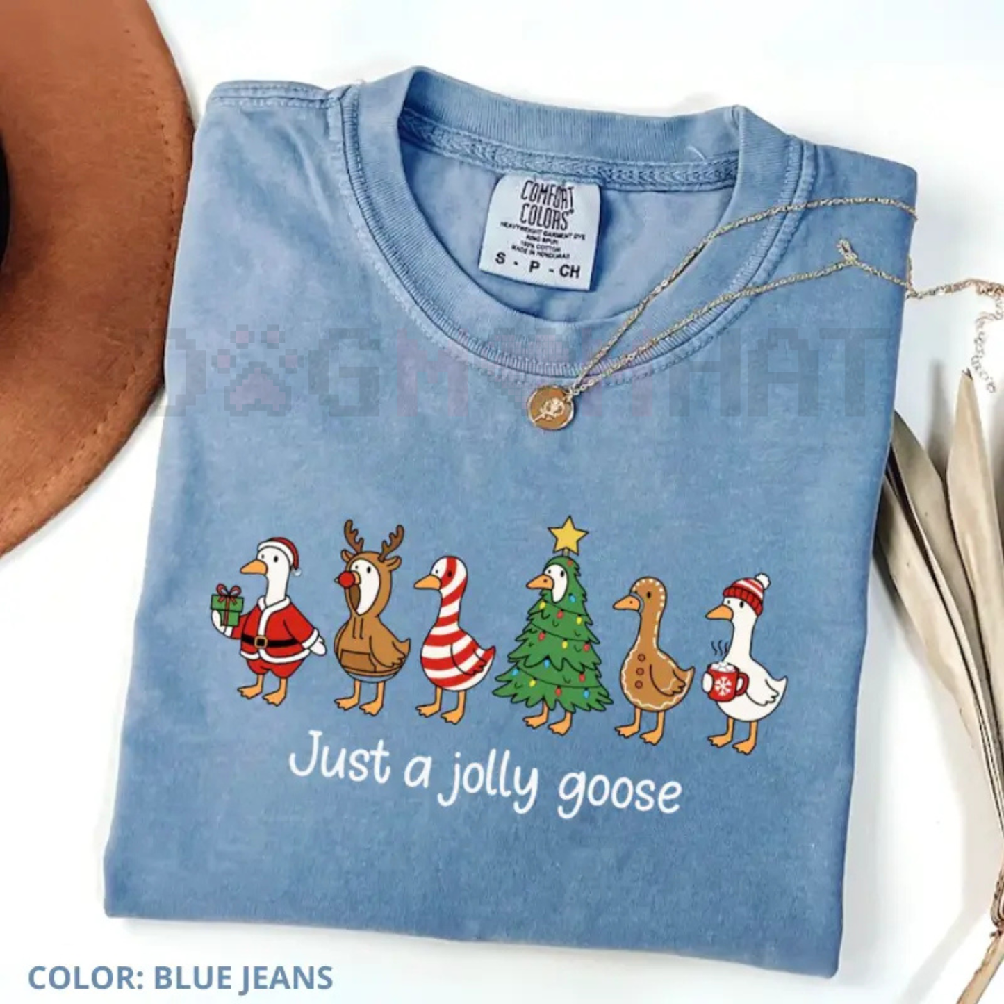 Just a Jolly Goose" Comfort Colors® T-Shirt – Funny Christmas Tee | Silly Goose Festive Gift Graphic