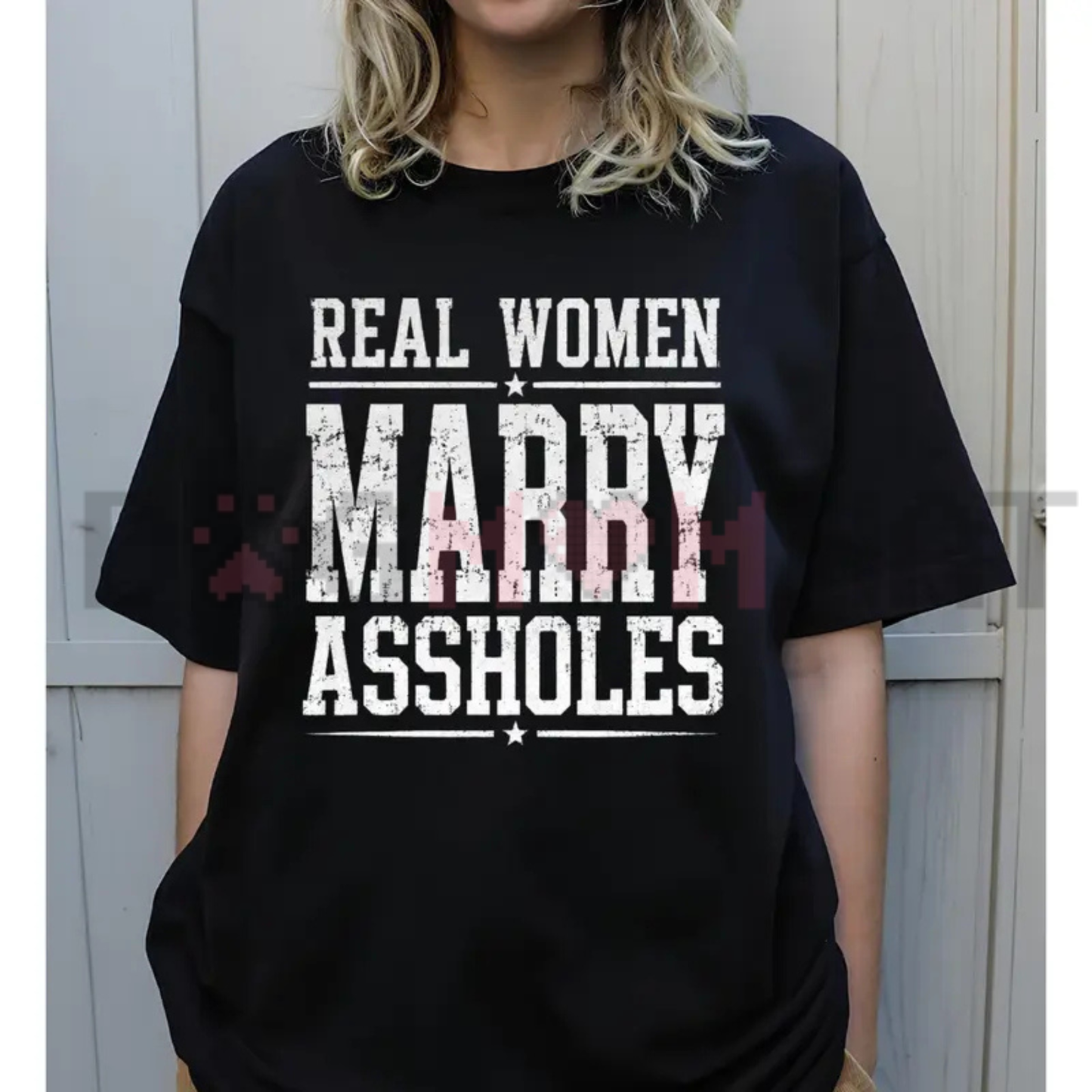 Real Women Marry Statement Graphic Tee - Funny Wife Humor Sarcastic Pure Cotton Women's Casual T-Shirt