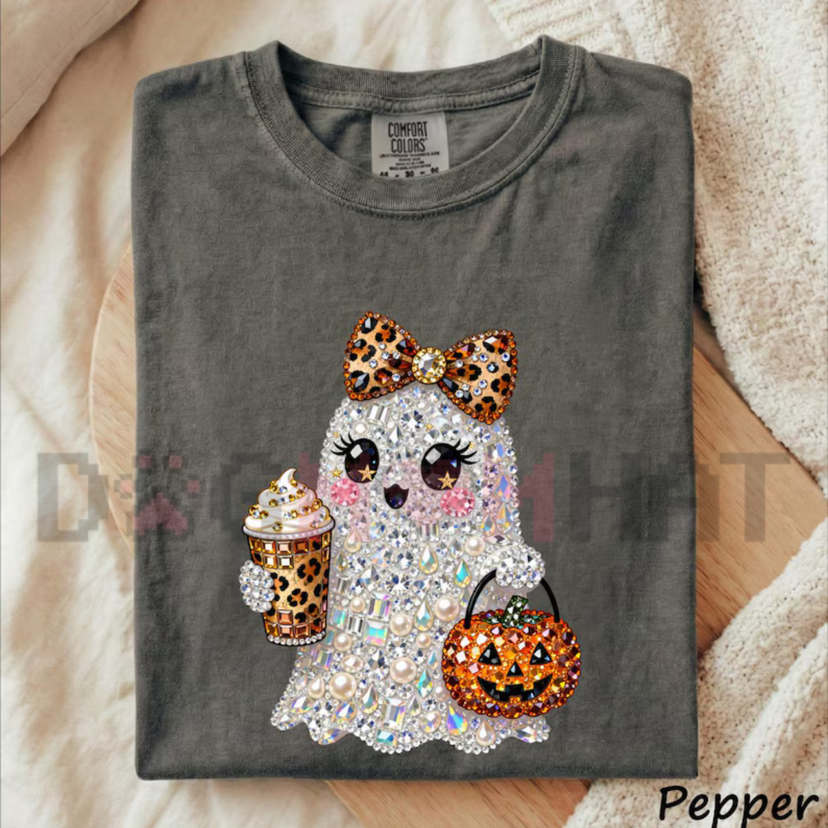 Comfort Colors® Sparkly Glam Ghost Halloween Shirt – Cute Girly Spooky Season Tee