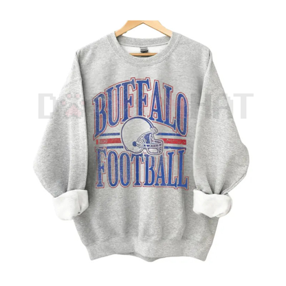 Team Football ASH GREY Crewneck Sweatshirt – Vintage Throwback Game Day Pullover