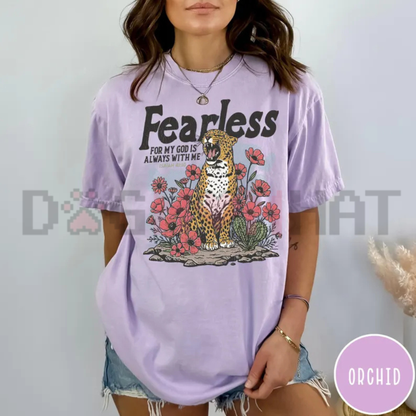 Fearless Isaiah 41:10 Bible Verse Graphic Tee - Faith Leopard Print Christian Cotton Unisex T-Shirt