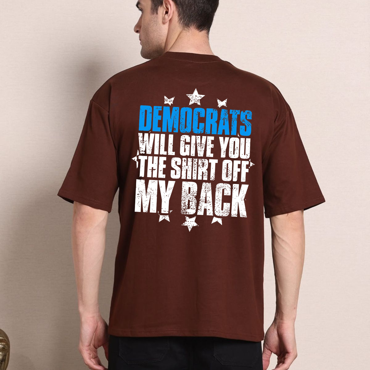 Festive Friction Tee – "Democrats Will Give You The Shirt Off My Back" Political Satire Graphic T-Shirt