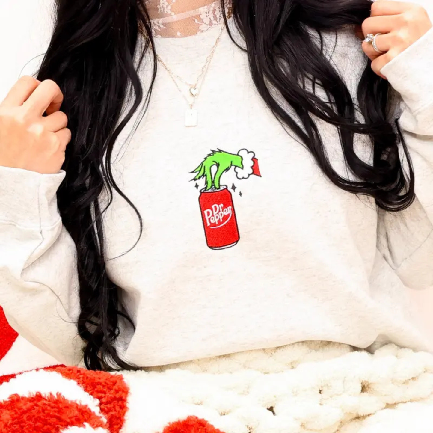 Embroidered Christmas Drink Sweatshirt – Unisex Classic Crewneck