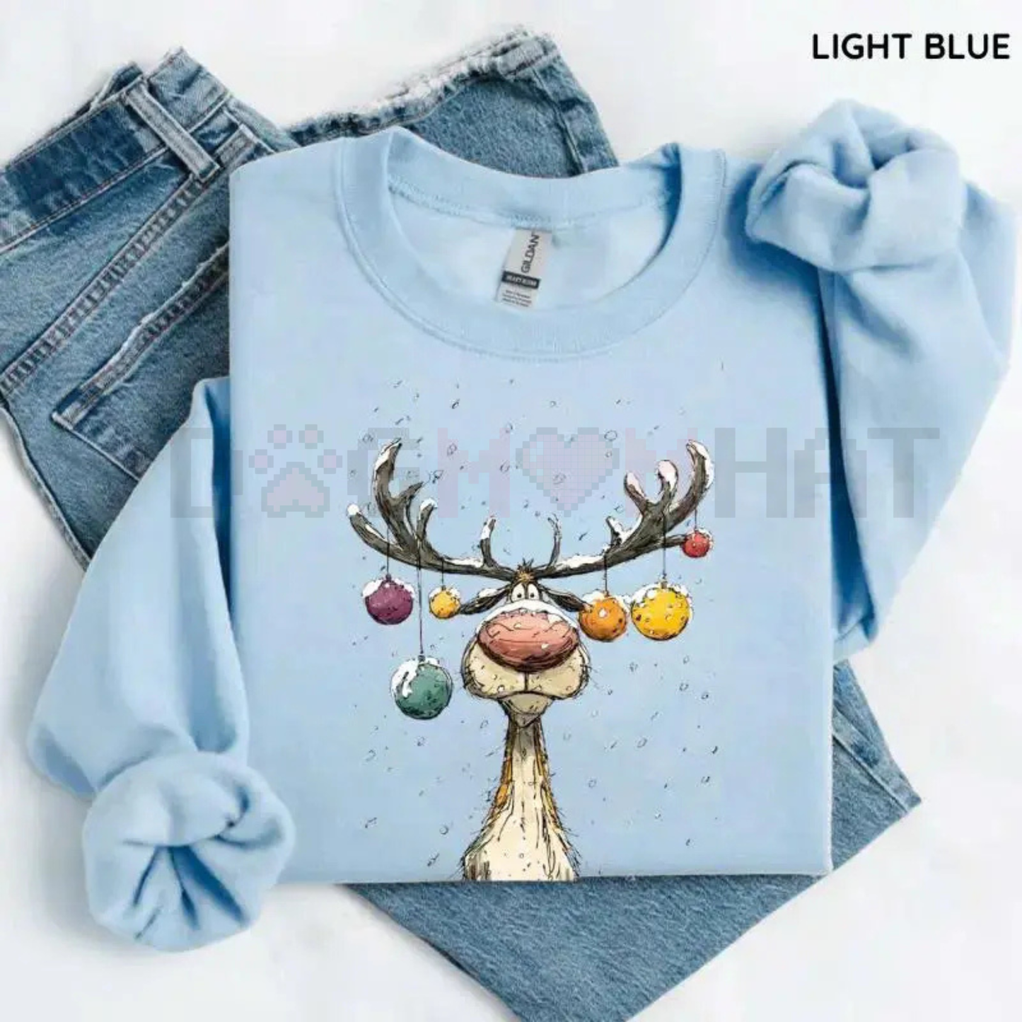 Vintage Reindeer Christmas Crewneck – Cute Retro Reindeer Pullover
