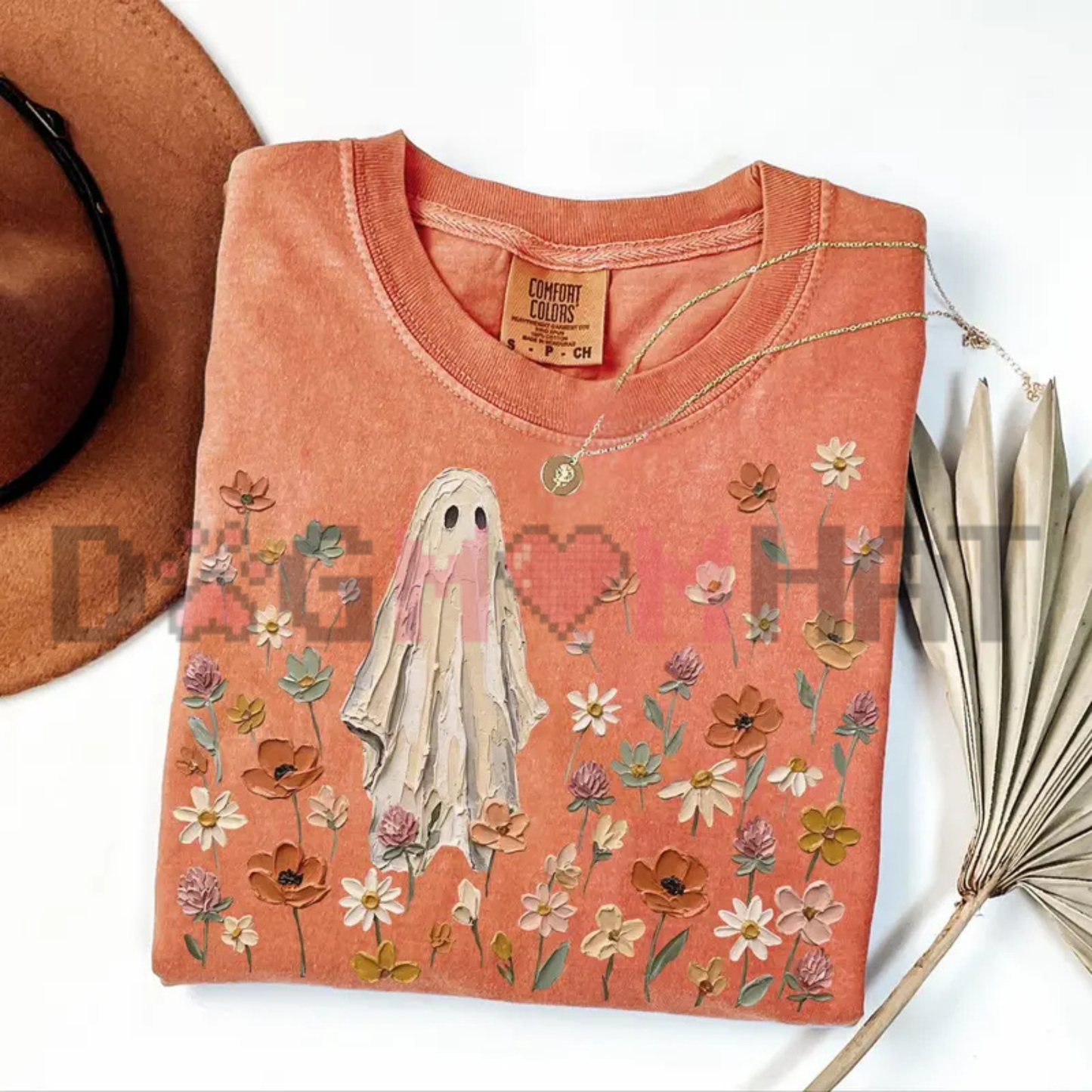 Botanical Boo Aesthetic Comfort Colors Tee - Preppy Wildflower Ghost Floral Halloween Graphic Cotton Shirt