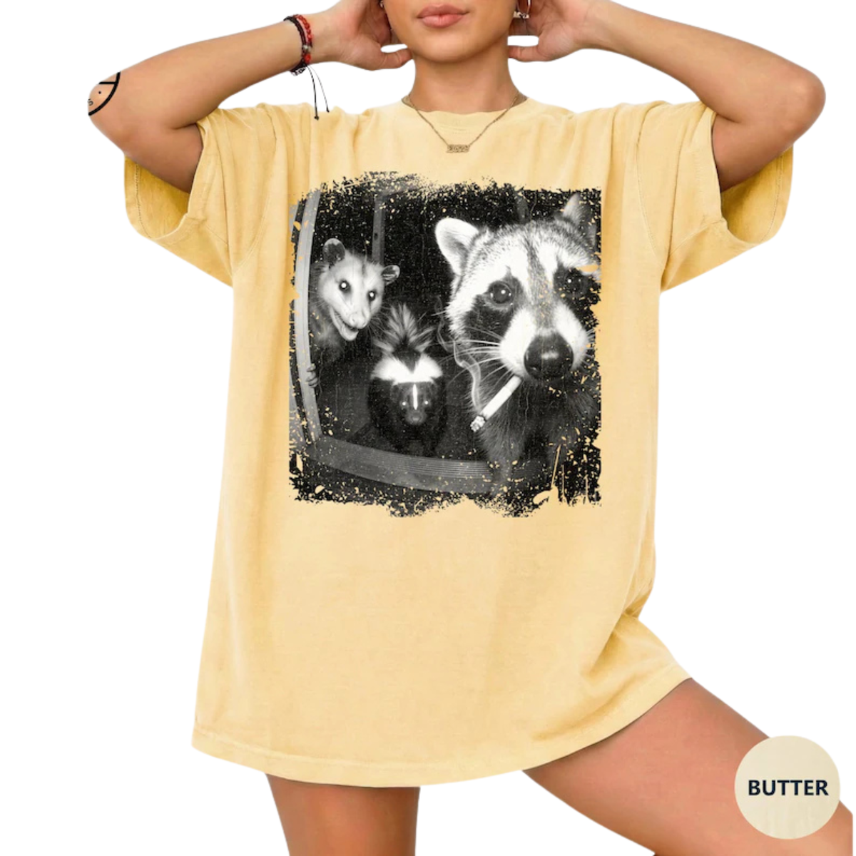 Bog Bound Tee – "Trash Panda Night Crew" Funny Raccoon Opossum Skunk Graphic Shirt
