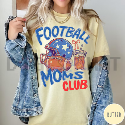 Football Moms Club Comfort Colors T-Shirt - Trendy Gameday Doodle Sports Mom Tee