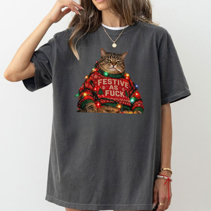 Wild Coven Tee – Vintage Smoking Grumpy Cat Funny Christmas Graphic Shirt