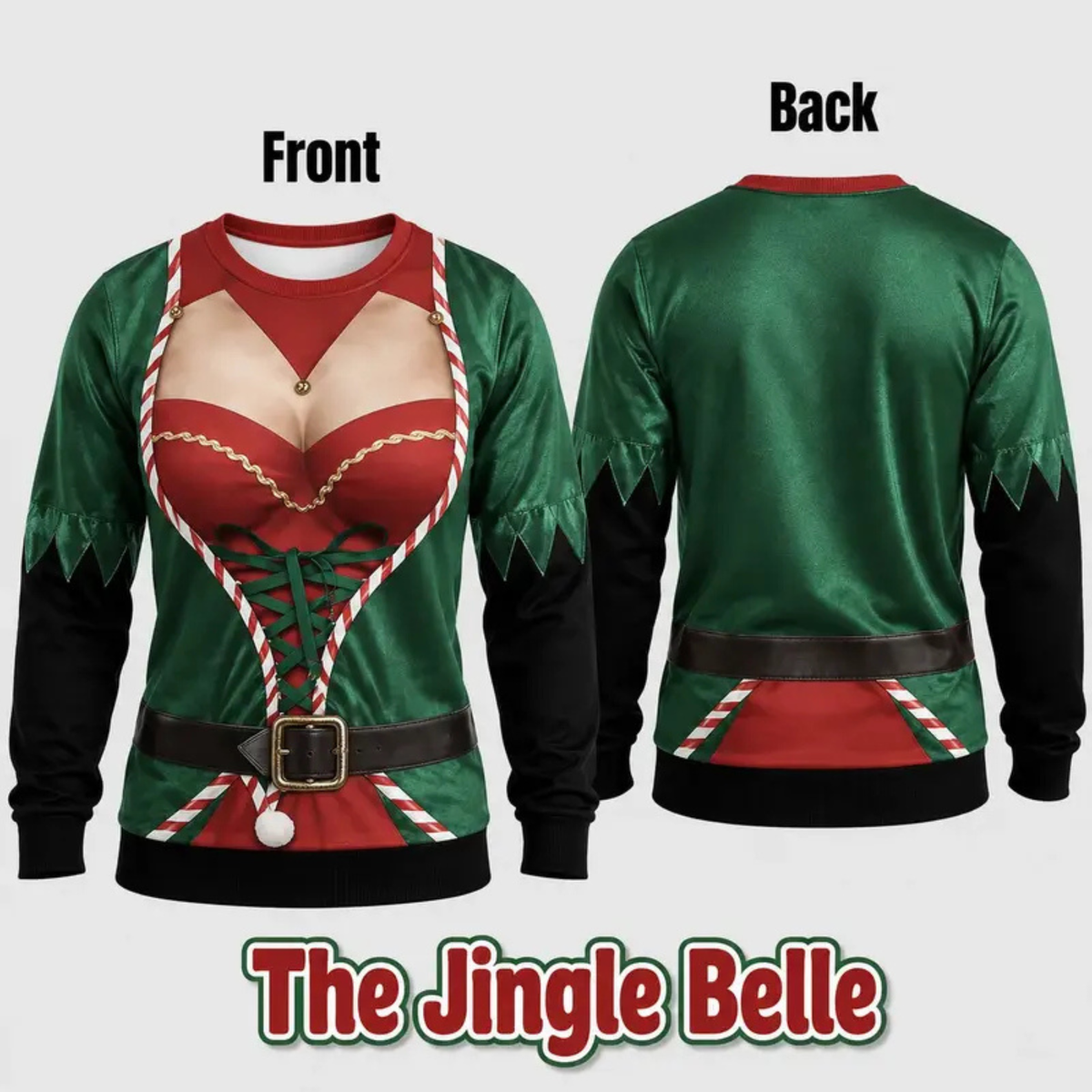 Cheeky Santa Ugly Christmas Sweatshirt – Funny Illusion Reindeer & Elf Crewneck
