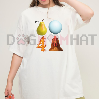 Pear-Shaped Planet Rooster Quirky Meme Graphic T-Shirt