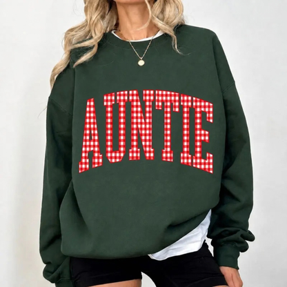 Customizable MAMA Gingham Christmas Graphic Sweatshirt