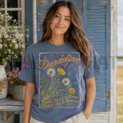 Dandelion Country Music Graphic Tee - Floral Wish Wildflower Vintage Cotton Unisex Country Concert T-Shirt