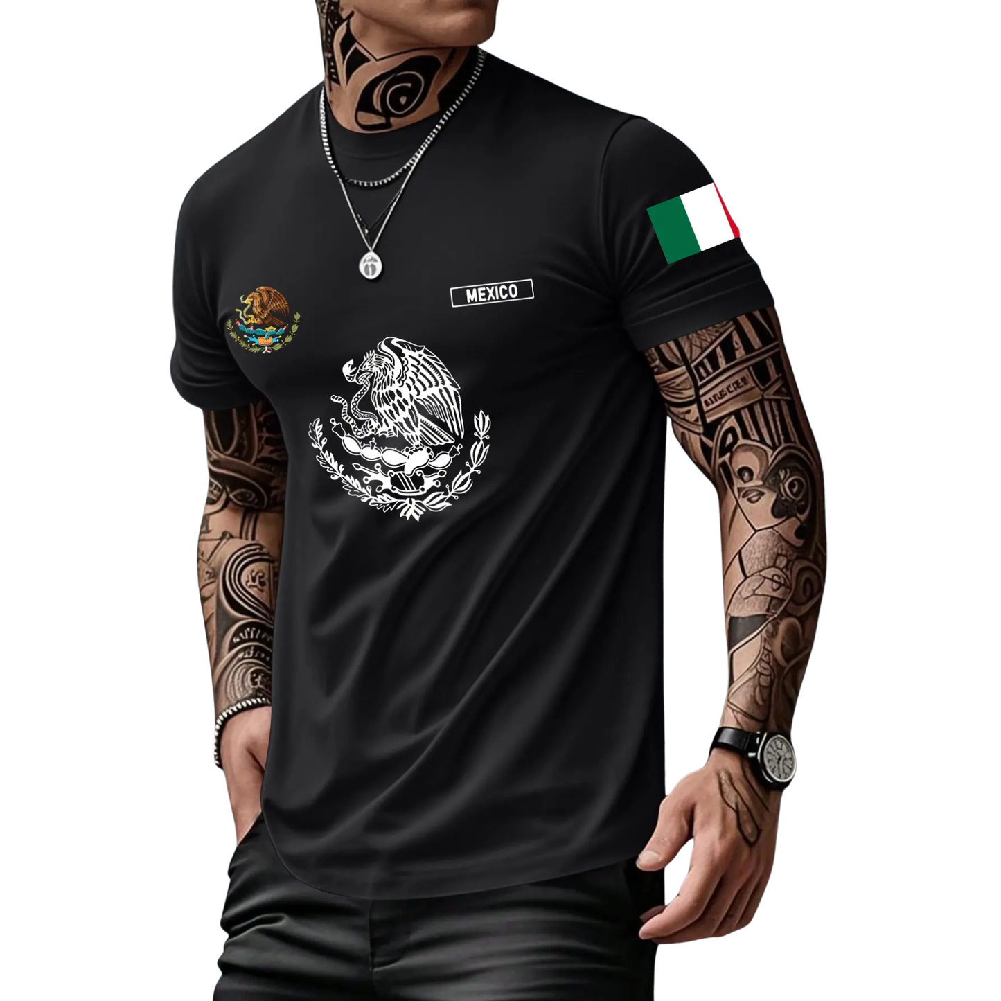 Men's Heavyweight Mexican Print Loose Fit T-Shirt - Summer Streetwear Tee