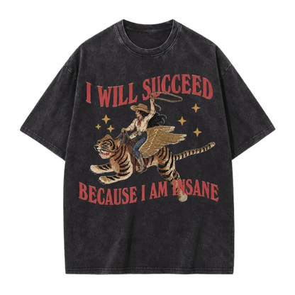 Acid Wash Surreal Winged Tiger Art Streetwear T-Shirt