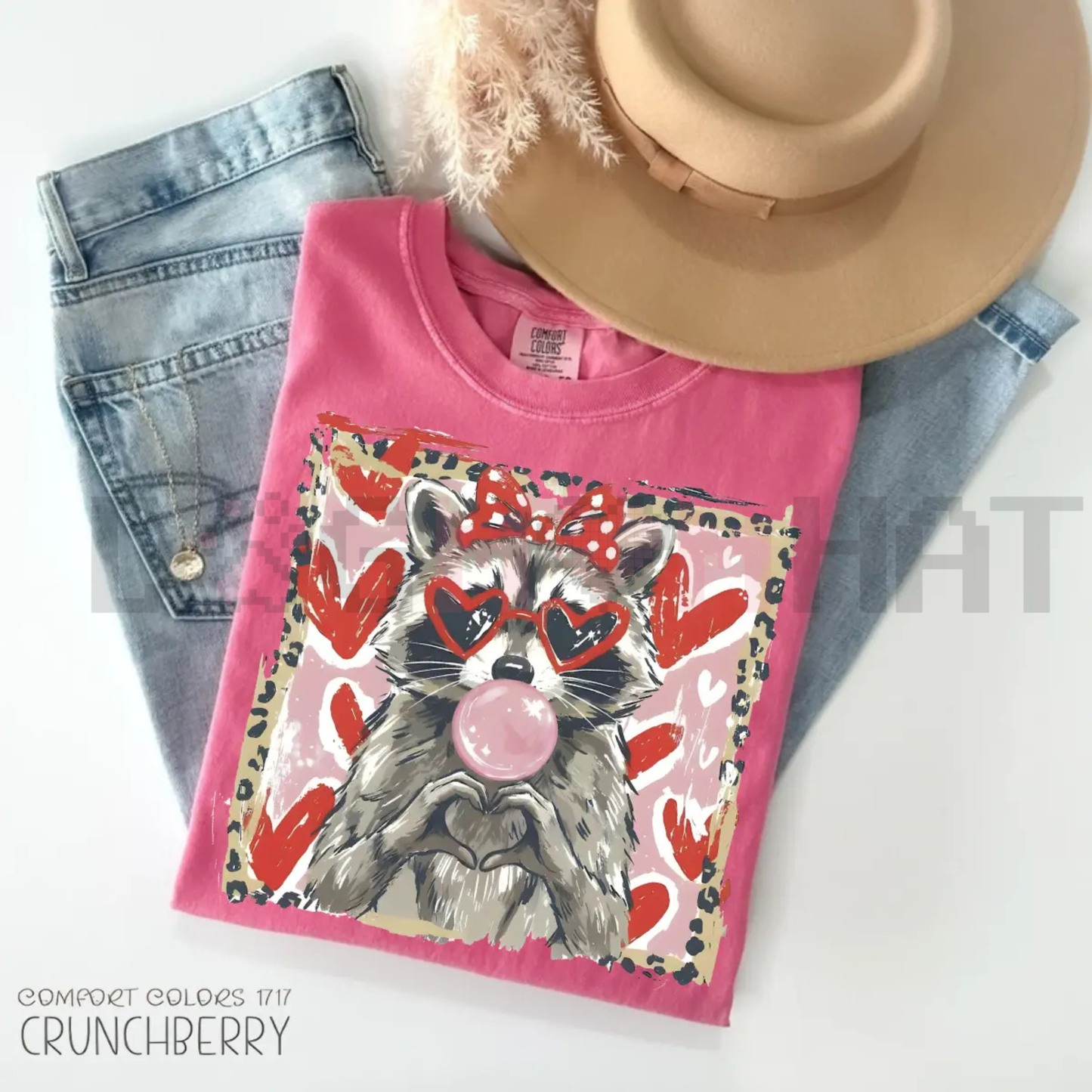 Wild Love Raccoon Tee – Leopard Print Heart Trash Panda Shirt