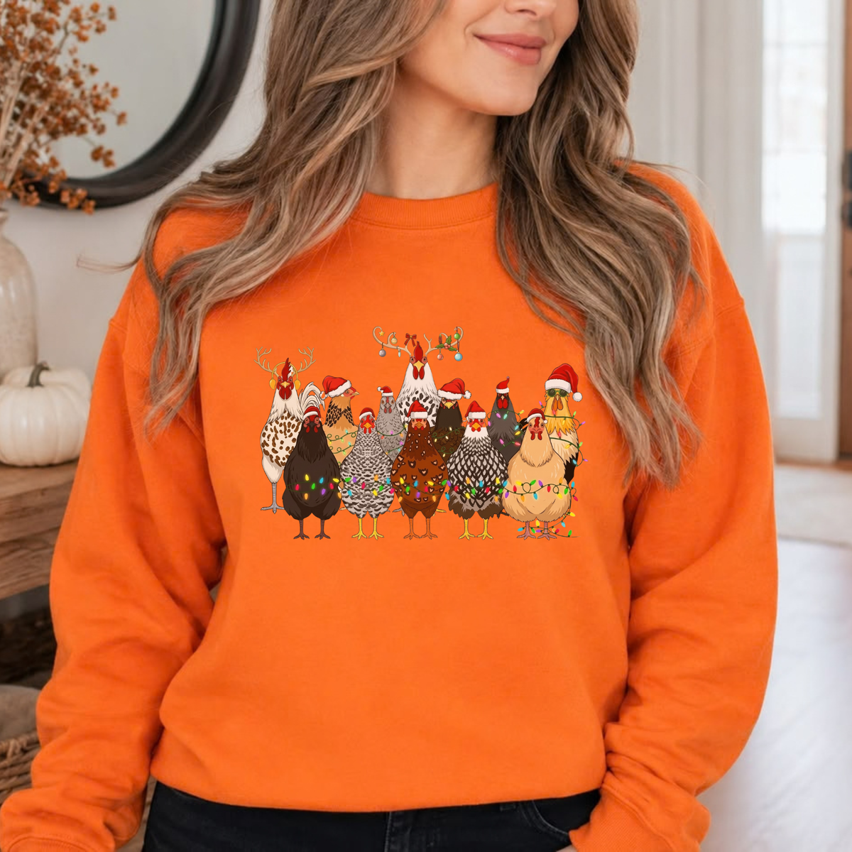 Cluckmas Festive Crewneck – Cute Christmas Chickens Farmhouse Sweatshirt
