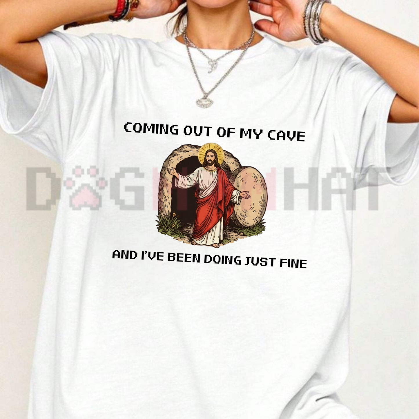 Resurrection Brightside Funny Jesus Graphic Tee - Vintage Cave Easter Rock Humor Shirt