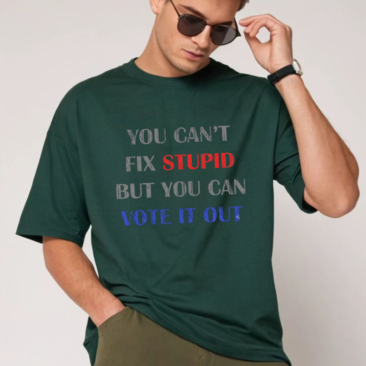 Parke Horizon Tee – "You Can't Fix Stupid But You Can Vote It Out" Sarcastic Political Graphic T-Shirt
