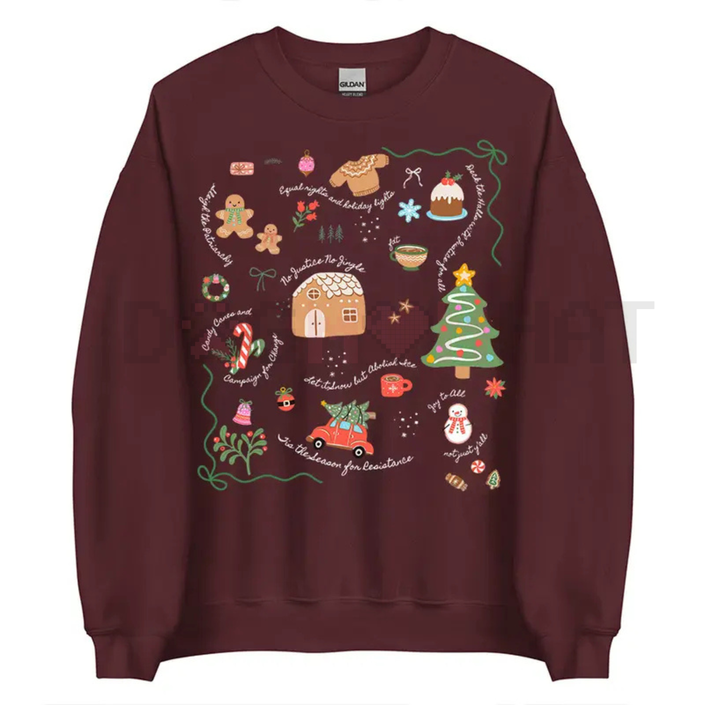 Liberal Values Doodle Christmas Sweatshirt – Unisex Political Protest Holiday Crewneck