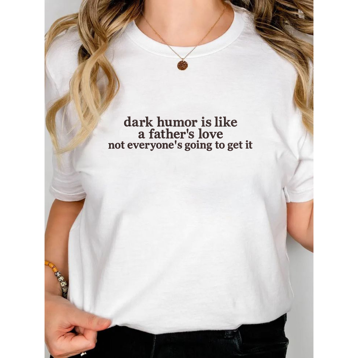 Dark Humor Is Like A Father's Love Embroidered Graphic T-Shirt