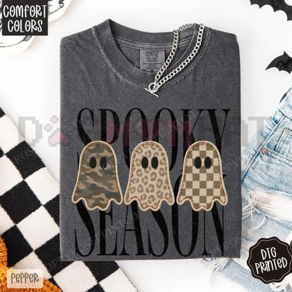 Spooky Season Aesthetic Comfort Colors Tee - Trendy Autumn Halloween Women's Graphic Cotton Shirt