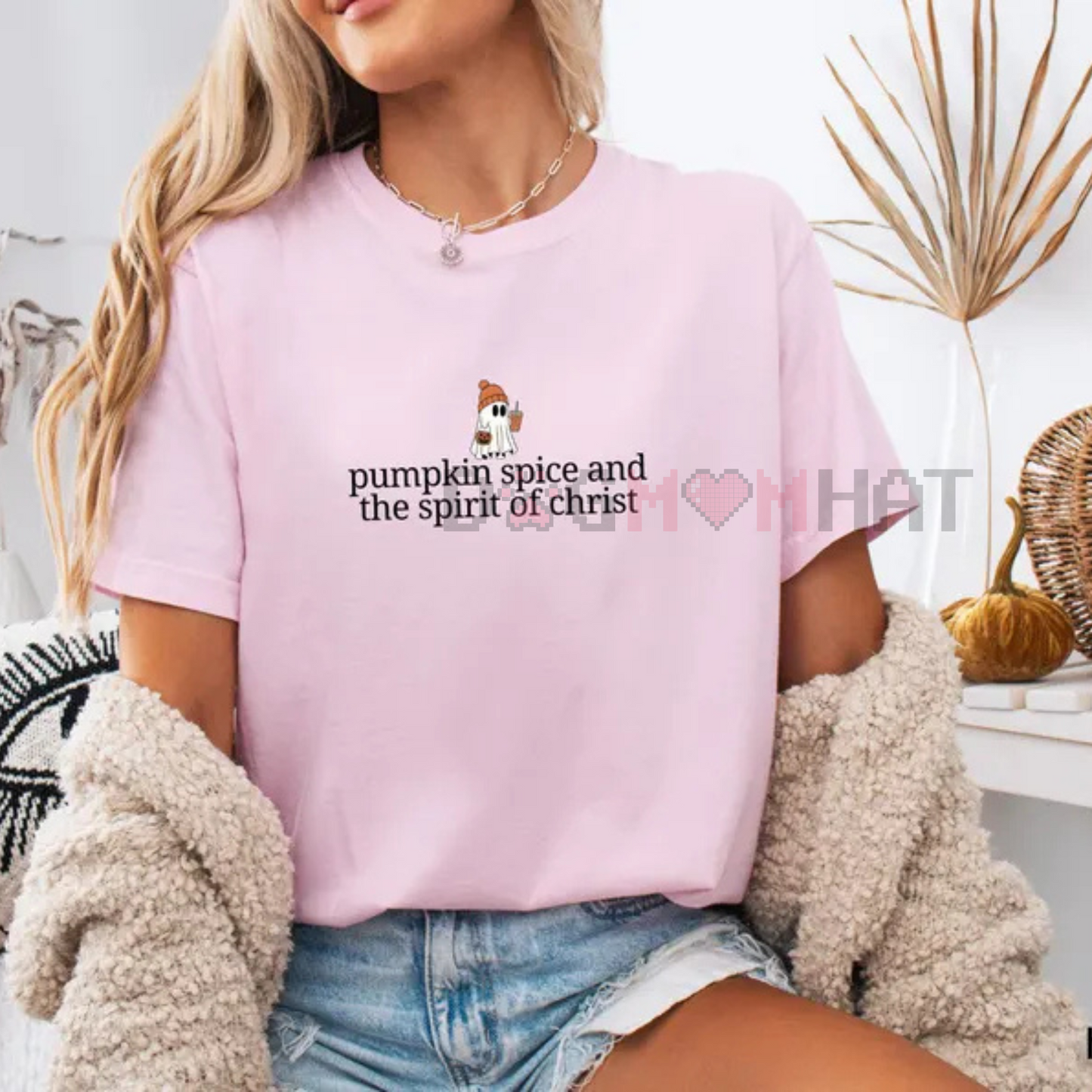 Christian Halloween Shirt – Cute Ghost Pumpkin Spice Coffee, Fall Jesus Tee, Women's Faith Apparel Gift