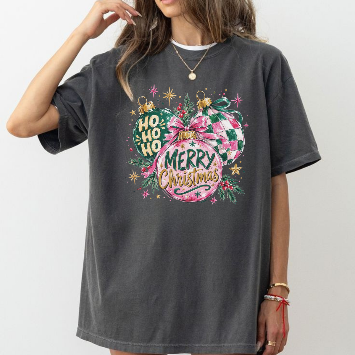 Festive Friction Tee – Trendy Christmas Ornament Holiday Graphic T-Shirt