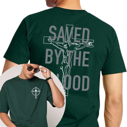 Parke Horizon Tee – "Saved By The Blood" Christian Cross Graphic T-Shirt