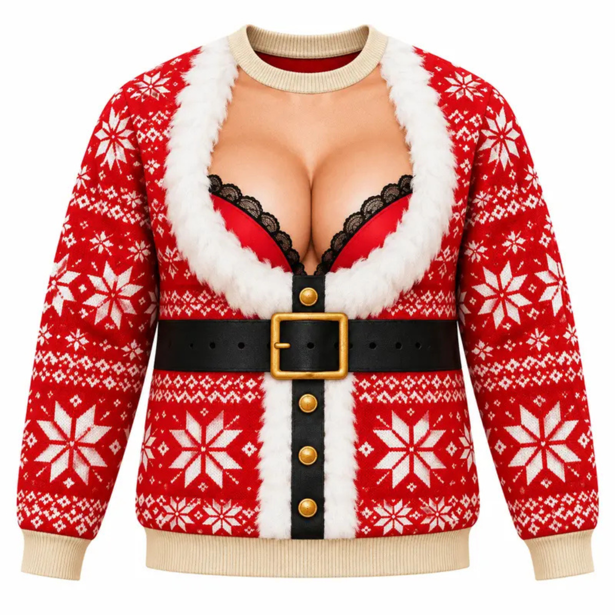 Tacky Festive Clash Crewneck – Funny Ugly Christmas Knitted Holiday Party Sweater