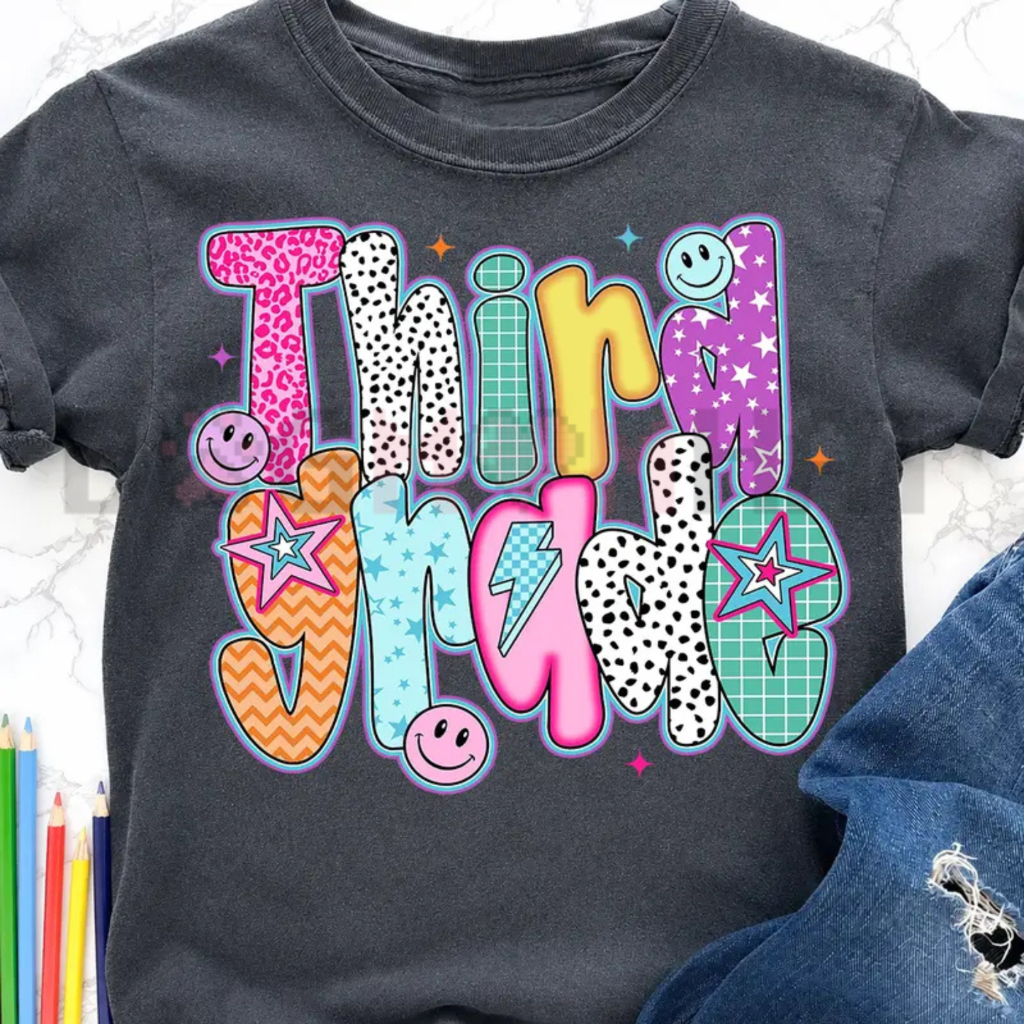 Bow & Checkers First Day Fashion Tee - Preppy Coquette Back to School Grade Unisex Youth & Teacher Shirt