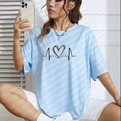 Parke Horizon Tee – Unisex Leopard Heart ECG Graphic T-Shirt