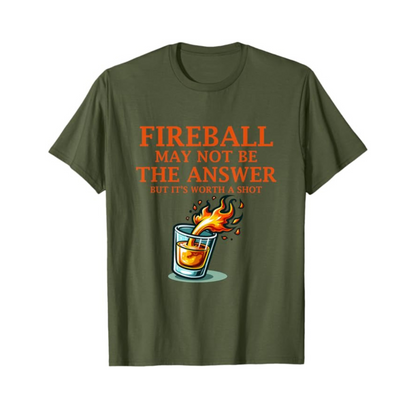 "Fireball Whiskey" Graphic T-shirt - Slim Fit Casual Wear for Men