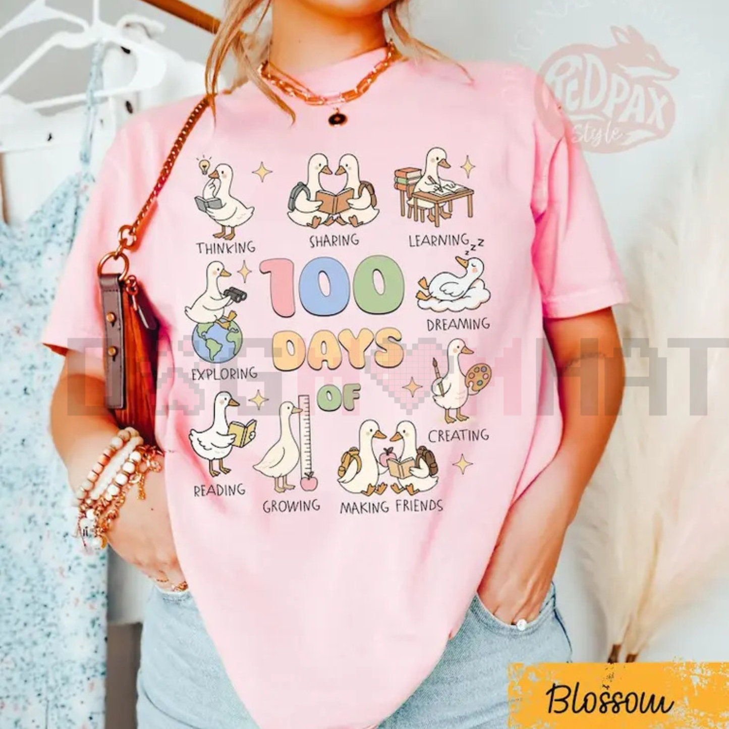 100 Days of School Goose Teacher T-Shirt