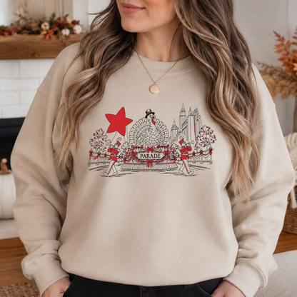 Festive Friction Crewneck – "100th Thanksgiving Parade" NYC Holiday Sweatshirt