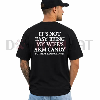 Heavy Duty Trophy Husband Graphic Tee - Funny Wife's Arm Candy Sarcastic Unisex Pure Cotton Shirt