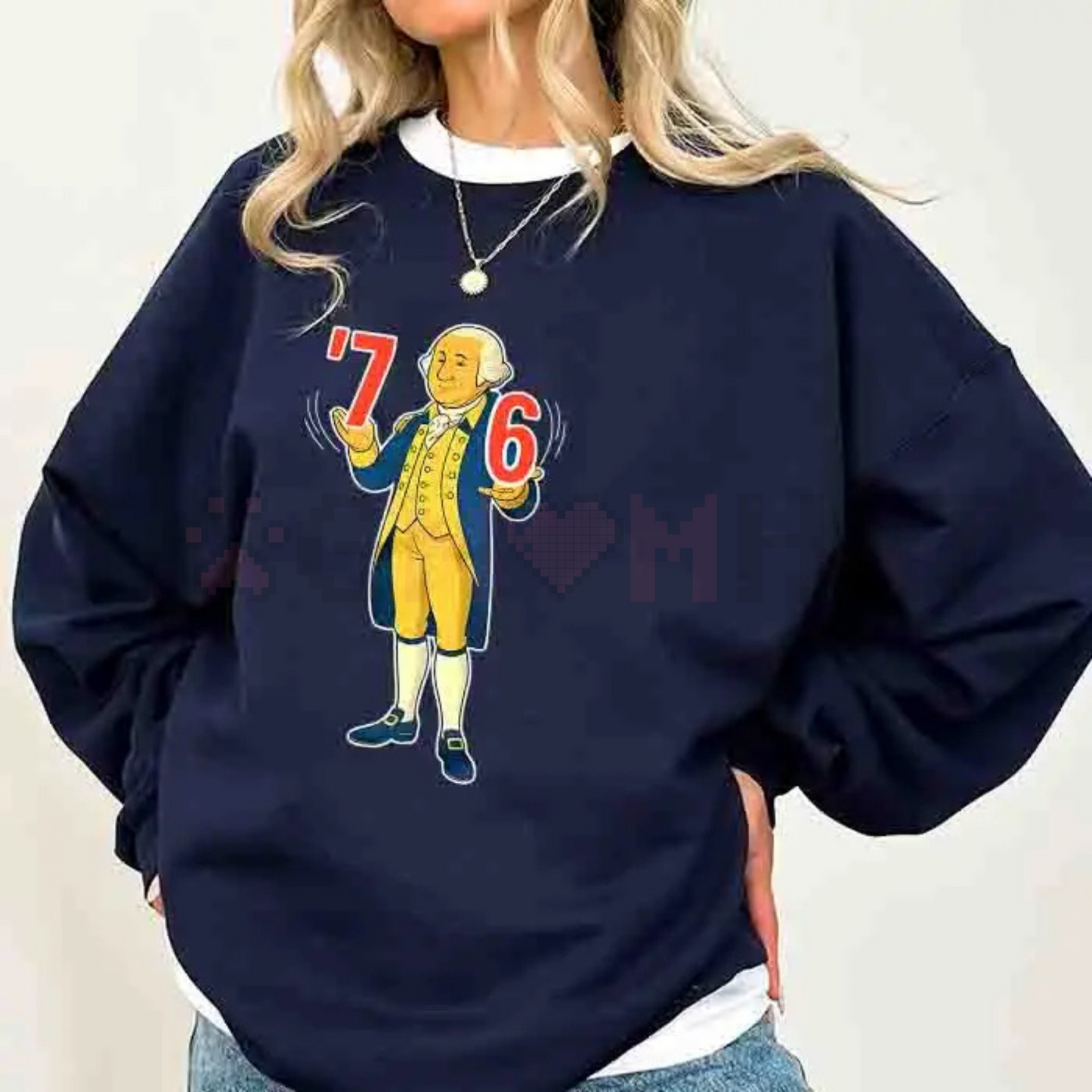 6-7 7-6 George Washington Sweatshirt – Funny History Tennis Score Parody, Unisex Vintage Pullover