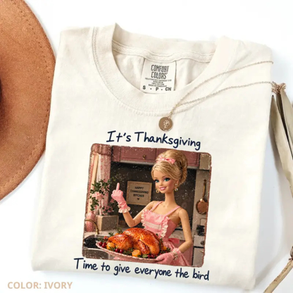 Festive Friction Tee – "I'll Just Cook For You" Funny Thanksgiving Doll Face Graphic Shirt