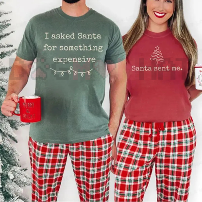 Yule Couple Harmony Garment-Dyed Tee – Festive Santa Quote Holiday Shirt