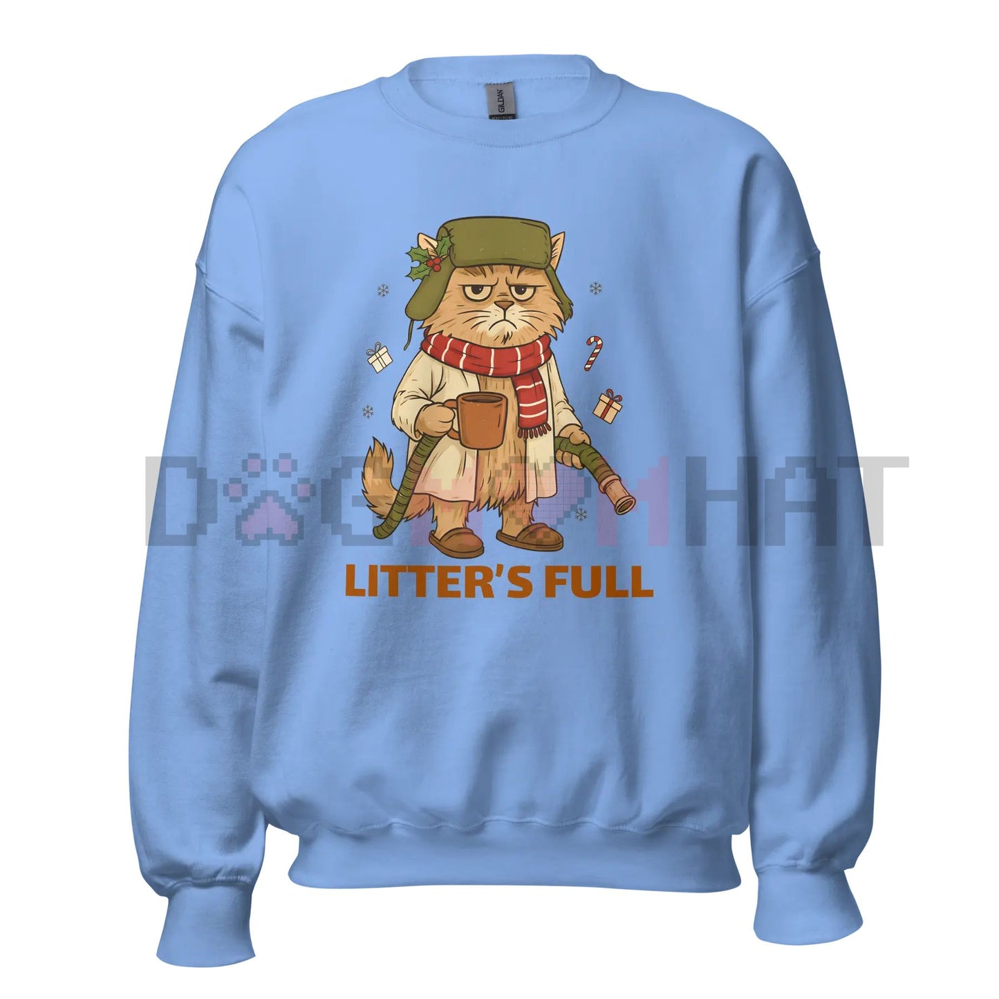 Funny Cat Lover 'Litter's Full' Unisex Crewneck Sweatshirt – Relatable Pet Owner Slogan